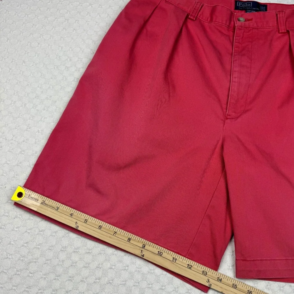 Polo Ralph Lauren Tyler Shorts Mens 36 (fits 34) Coral Pleated Classic Chino Y2K